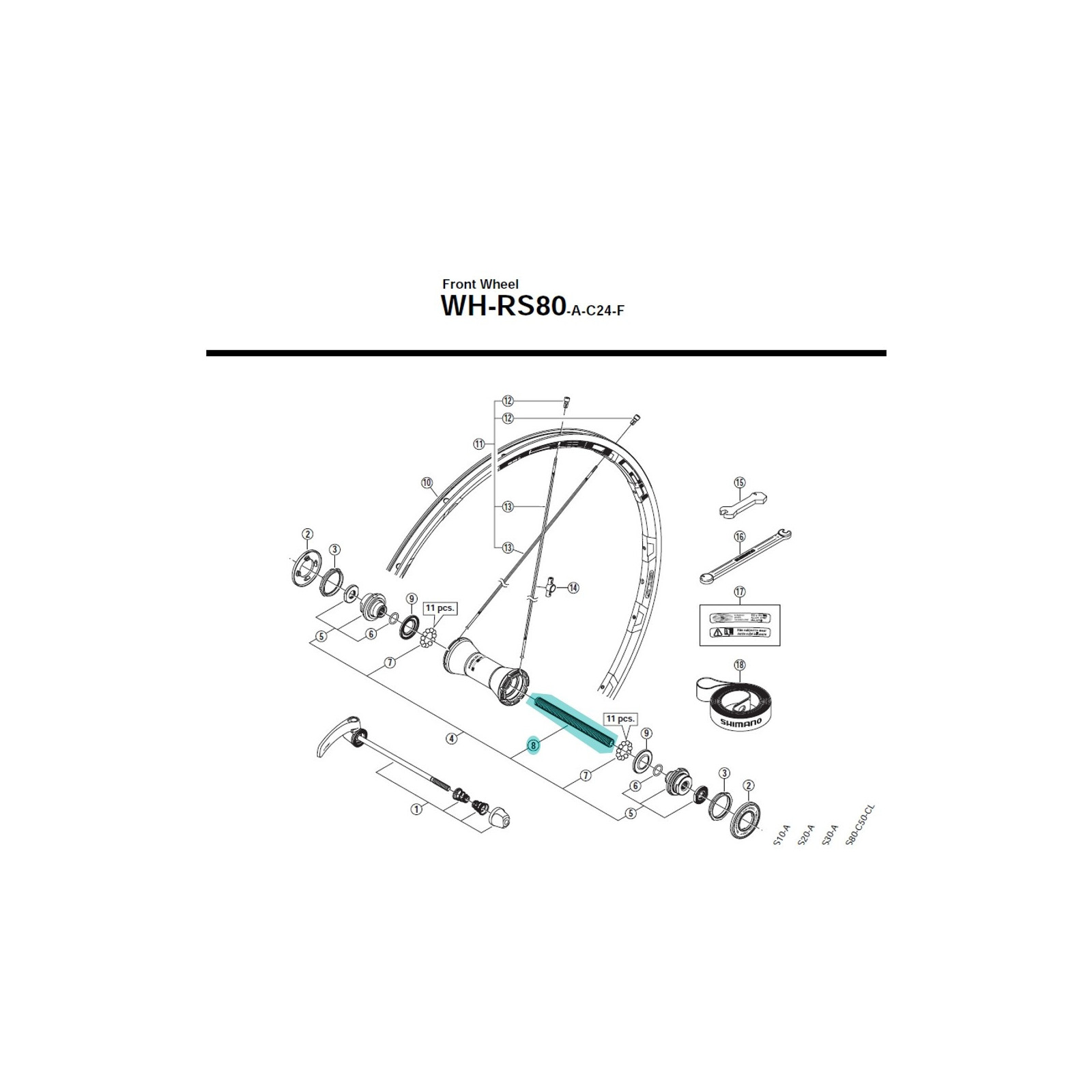 Shimano Y21C03100 Front Hub Axle - [x1]