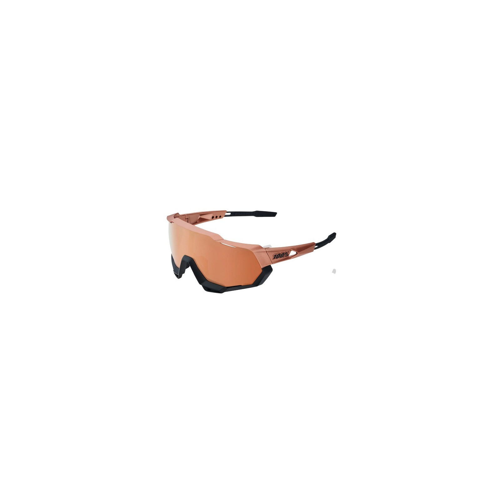 100% Speedtrap Black Gold Chrome Glasses / HiPER Copper Lens